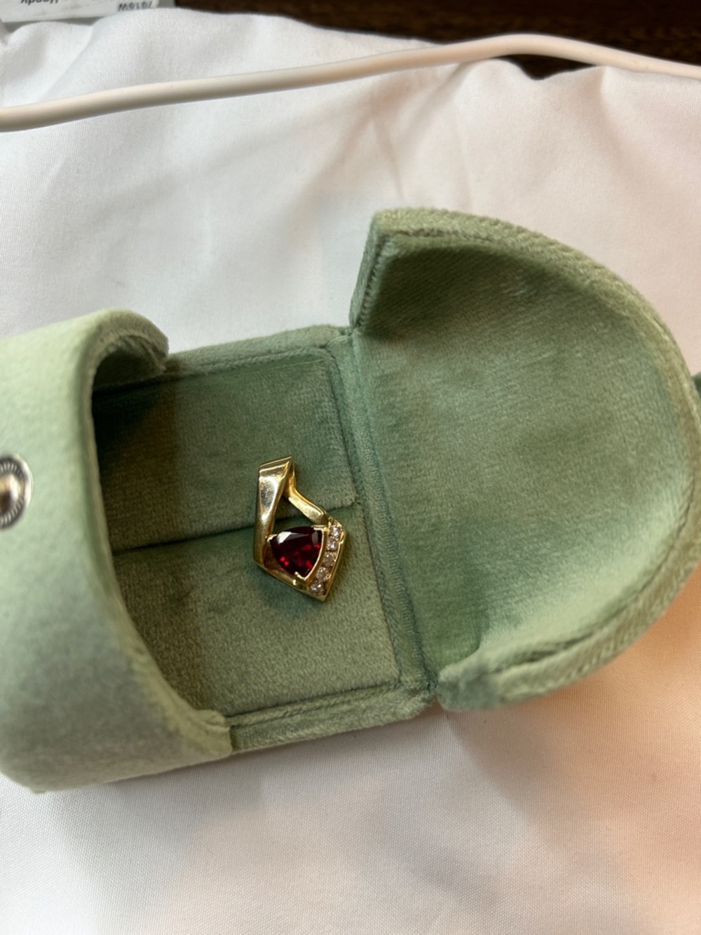 14k solid gold ruby pendant